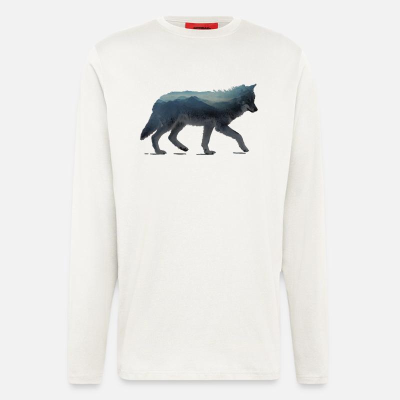 Wolf Berge Aquarell - Langarmshirt - made by SPREAD  - OFF WHITE