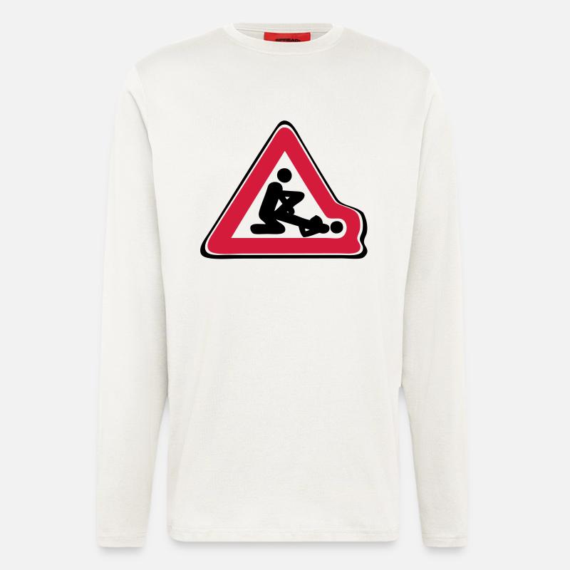 Verkehrszeichen verformt Position Liebe - Langarmshirt - made by SPREAD  - OFF WHITE