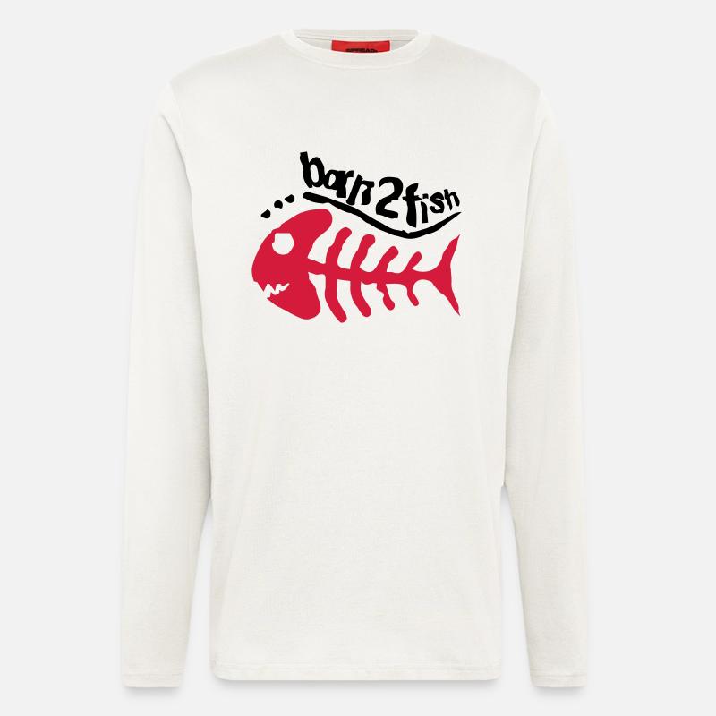 born_2_fish_red_f2 - Langarmshirt - made by SPREAD  - OFF WHITE