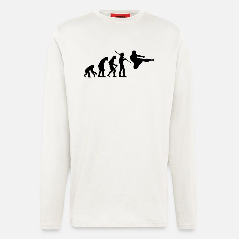Evolution des Menschen - Kampfsport - Langarmshirt - made by SPREAD  - OFF WHITE