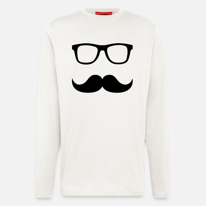 Mustache Brille - Langarmshirt - made by SPREAD  - OFF WHITE