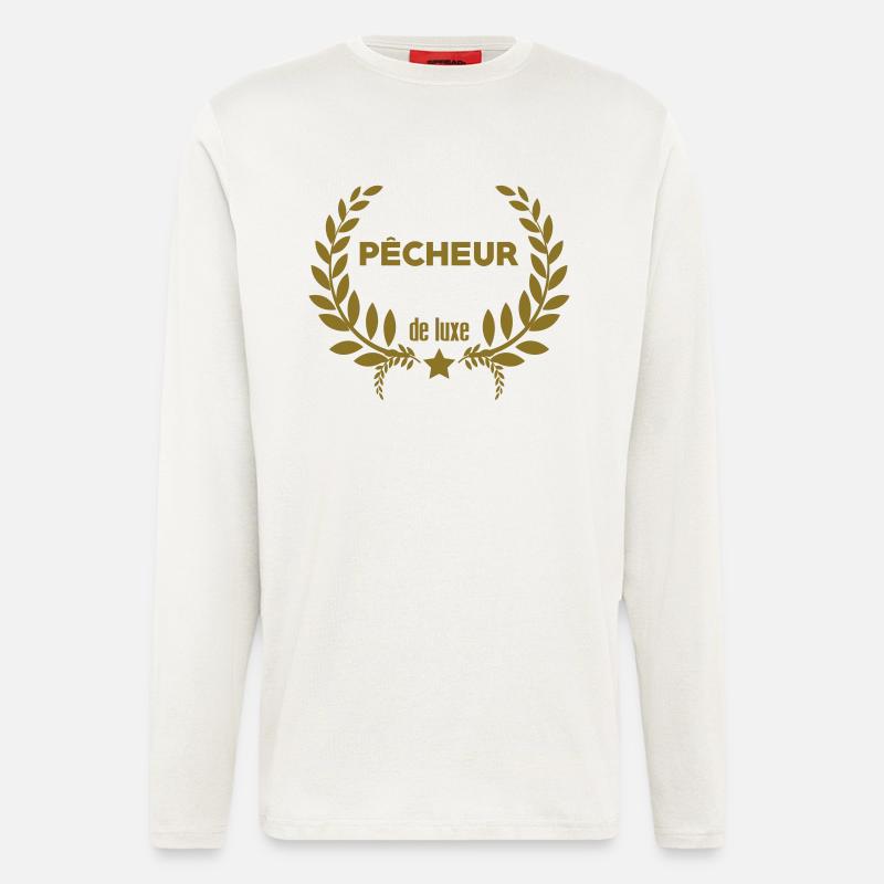 Pêche / Pêcheur / Chasse / Poisson / Mer - Manches longues bio décontracté fabriqué en UE - OFF WHITE