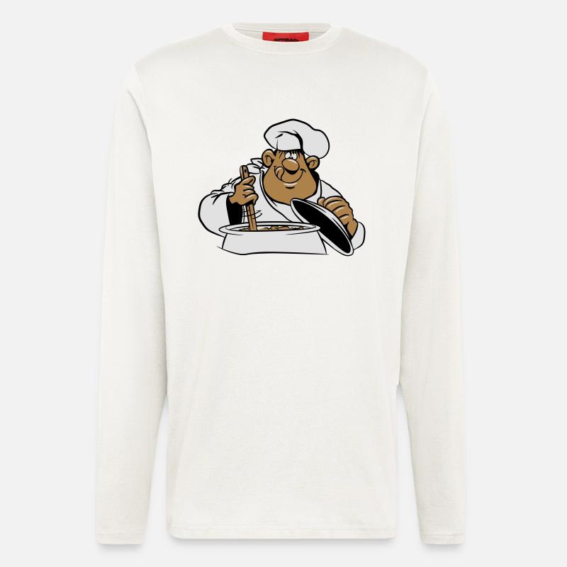 kochen koch comic witzig - Langarmshirt - made by SPREAD  - OFF WHITE