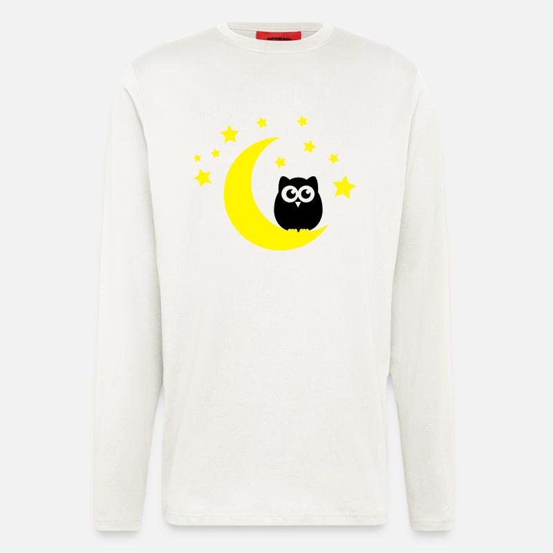 eule_mond_001 - Langarmshirt - made by SPREAD  - OFF WHITE