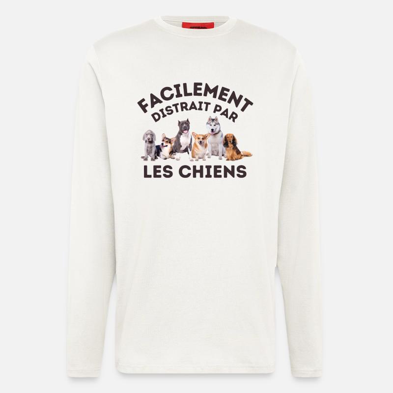 Amoureux de chiens 2 - Manches longues bio décontracté fabriqué en UE - OFF WHITE