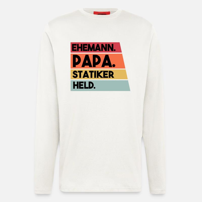 Ehemann Papa Statiker Held - Langarmshirt - made by SPREAD  - OFF WHITE