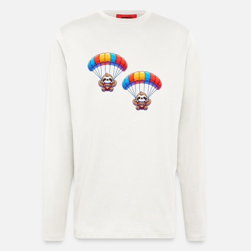 faultier fallschirm 2 - Langarmshirt - made by SPREAD  - OFF WHITE