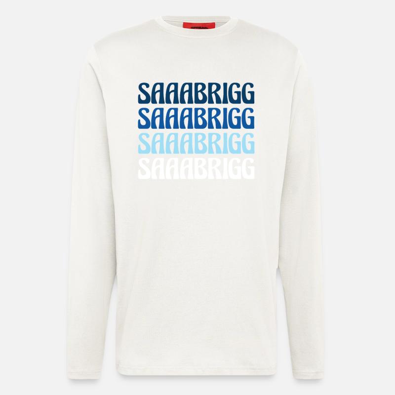 Saaabrigg Saarbrücken Dialecte Cadeau - Manches longues bio décontracté fabriqué en UE - OFF WHITE