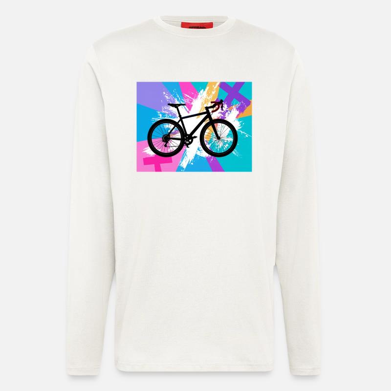 illustration,mountain bike,road bike,graffiti,pink - Longsleeve - made by SPREAD  - OFF WHITE