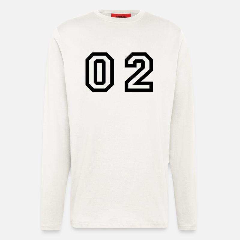 nombre - 02 - zéro deux - Manches longues bio décontracté fabriqué en UE - OFF WHITE