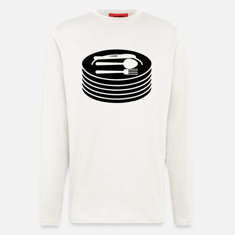 Geschirr Teller Besteck - Langarmshirt - made by SPREAD  - OFF WHITE