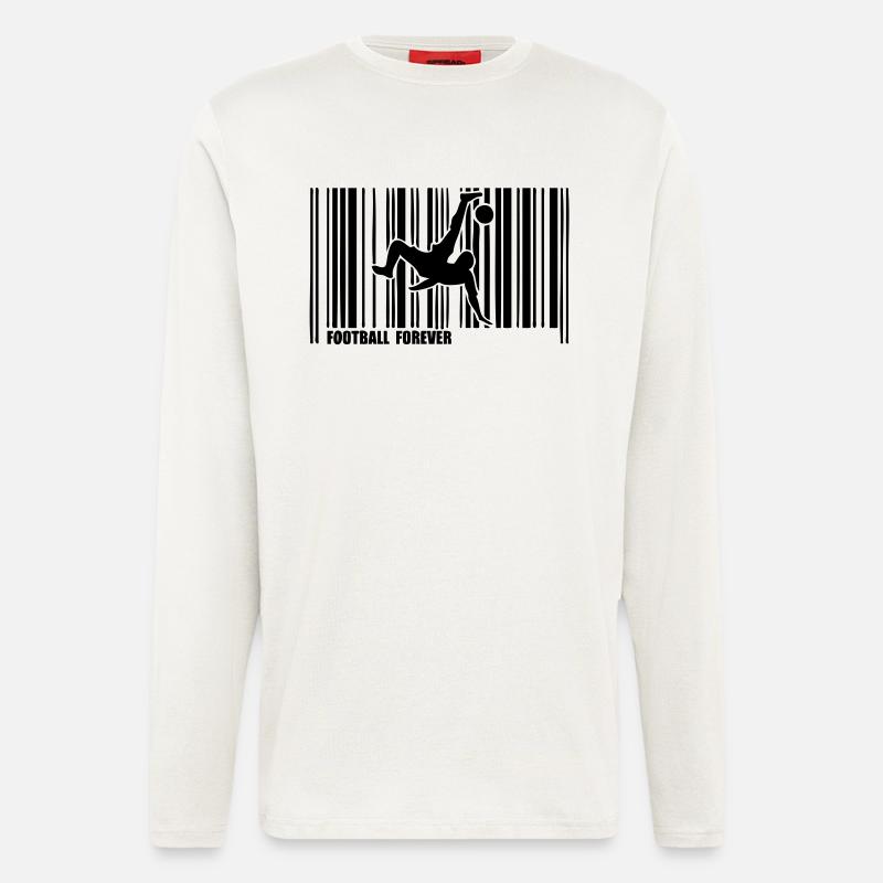 Barcode-Fußball - Langarmshirt - made by SPREAD  - OFF WHITE