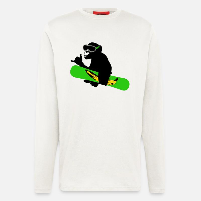snowboard monkey - Langarmshirt - made by SPREAD  - OFF WHITE