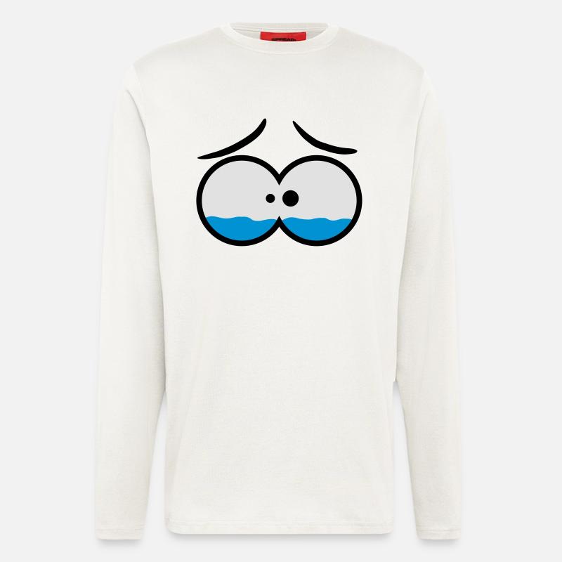 Sad Crying Comic Eyes - Langarmshirt - made by SPREAD - OFF WHITE