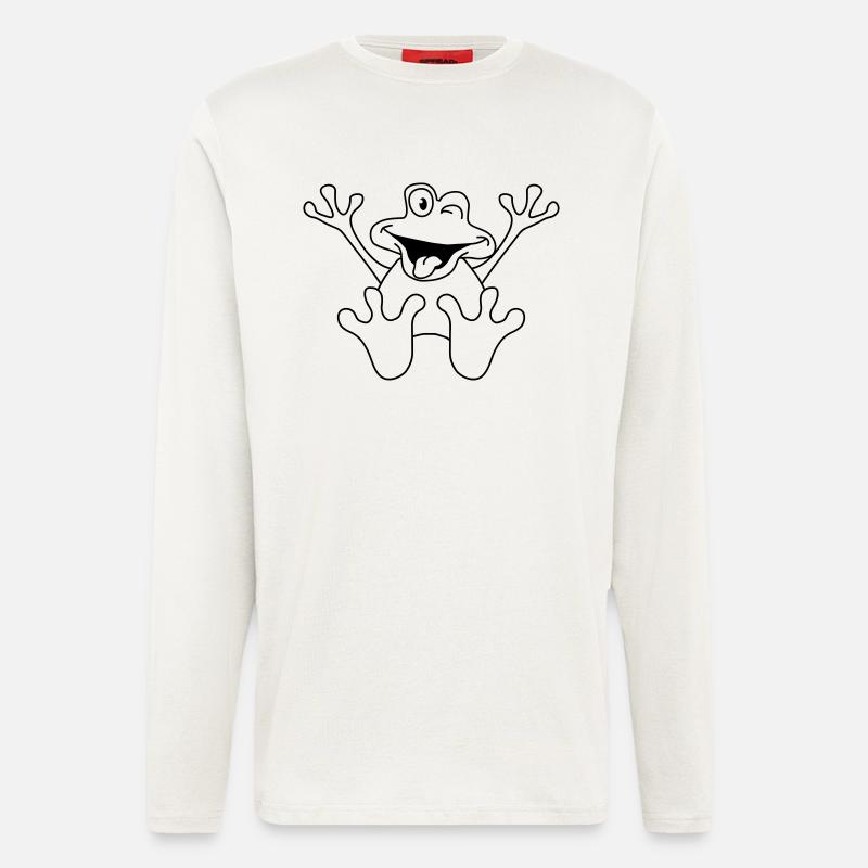Funny Sitting Comic Frog - Langarmshirt - made by SPREAD  - OFF WHITE