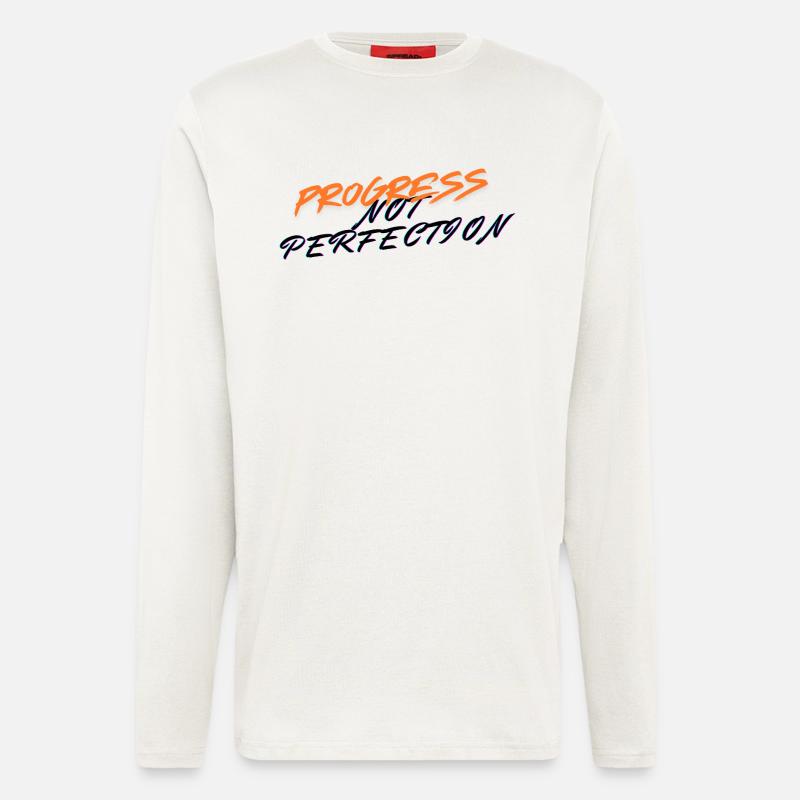 Le progrès, pas la perfection ! - Manches longues bio décontracté fabriqué en UE - OFF WHITE