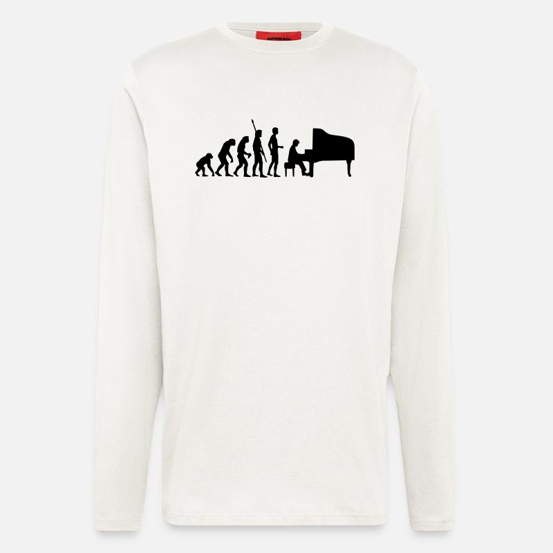 evolution_pianist - Manches longues bio décontracté fabriqué en UE - OFF WHITE