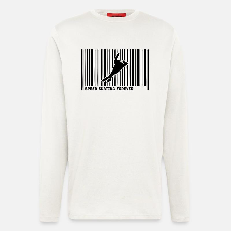 code barre speed skating skateur2 - Manches longues bio décontracté fabriqué en UE - OFF WHITE