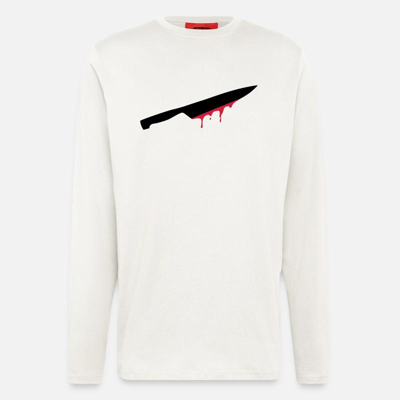 messer, klinge, blut, - Langarmshirt - made by SPREAD  - OFF WHITE