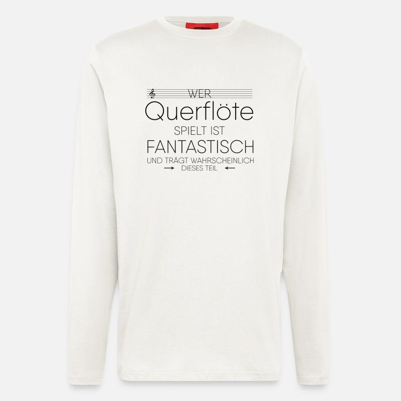 Querflöte Instrument Geschenk - Langarmshirt - made by SPREAD  - OFF WHITE