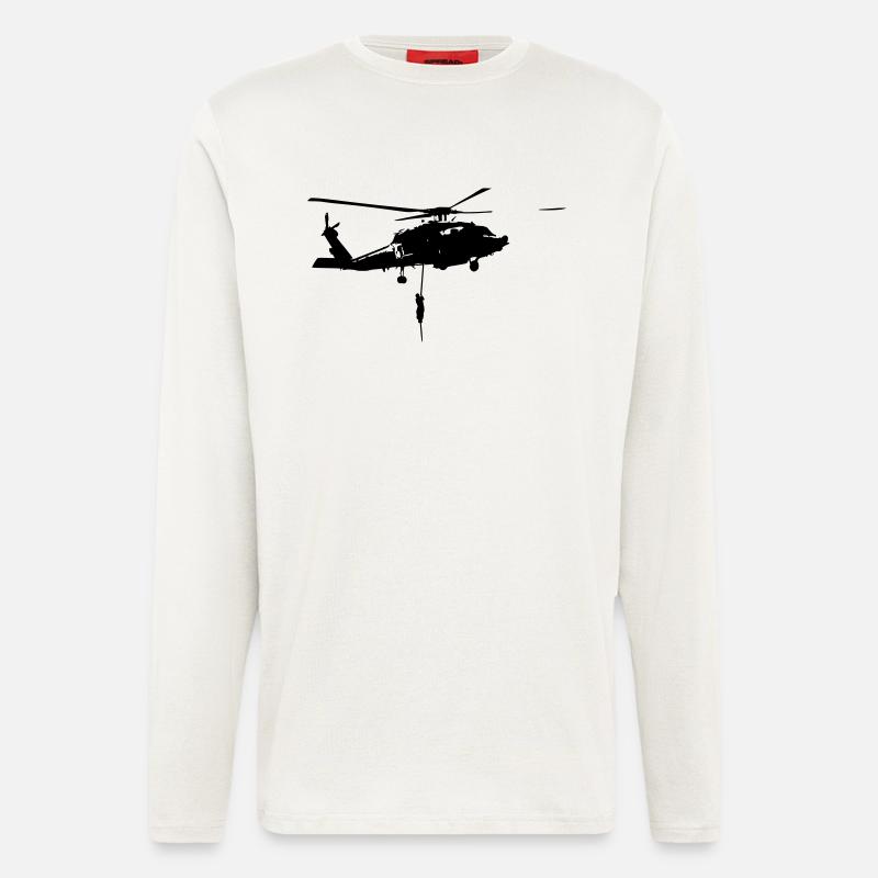 Helicopter militärische Intervention - Langarmshirt - made by SPREAD  - OFF WHITE