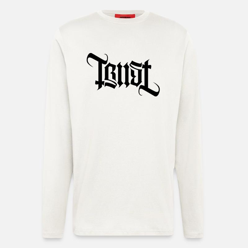 TRUST AMBIGRAM gothic - Langarmshirt - made by SPREAD  - OFF WHITE