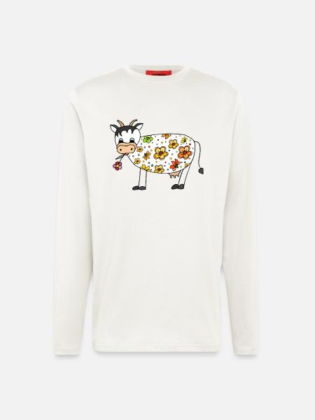 Vache - Manches longues bio décontracté fabriqué en UE - OFF WHITE