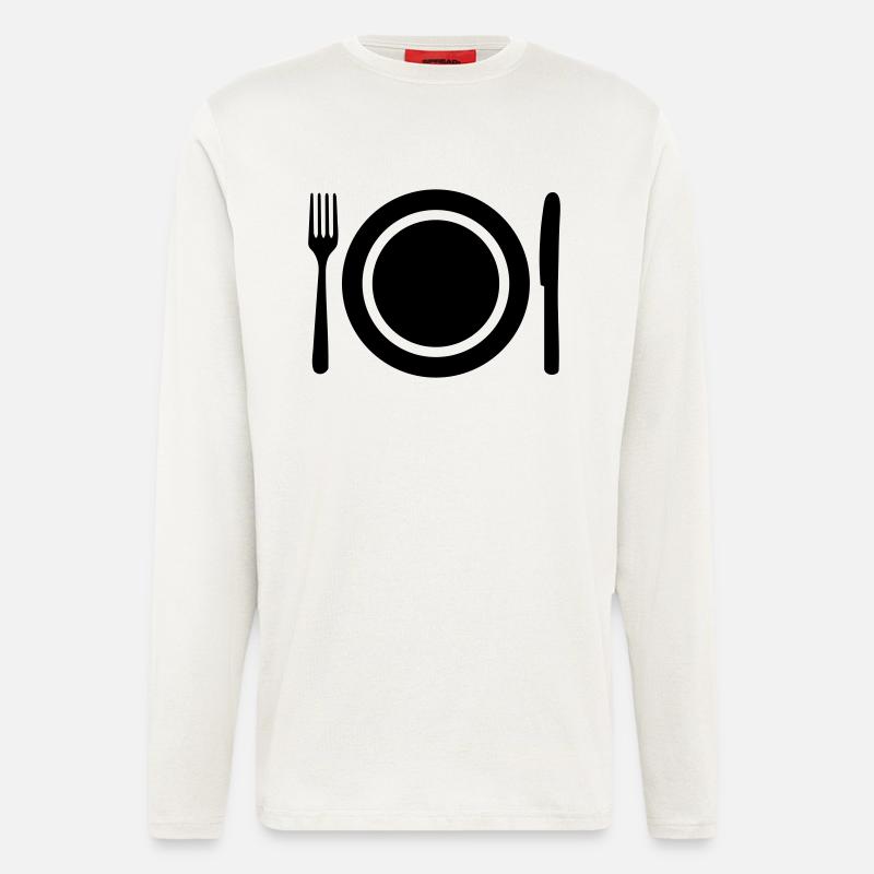 Teller und Besteck - Langarmshirt - made by SPREAD  - OFF WHITE