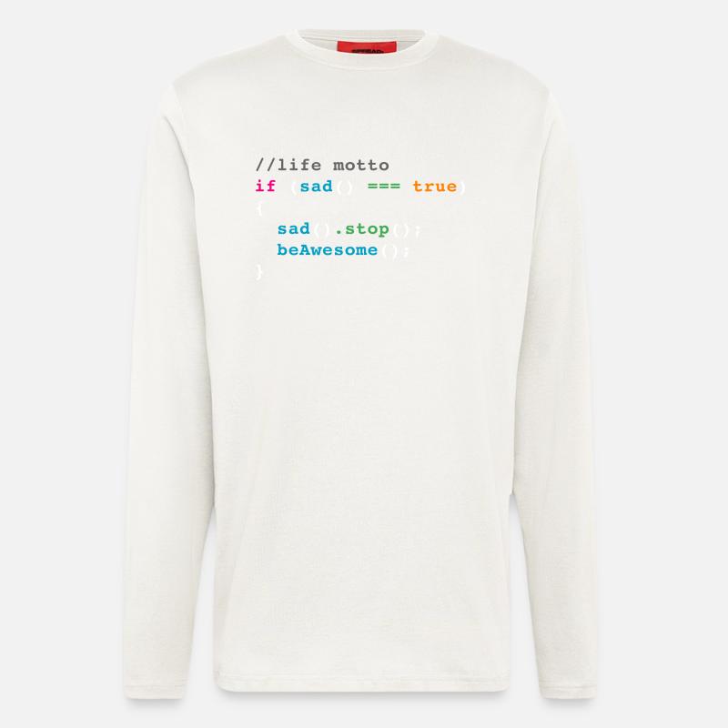 life motto code joke - Langarmshirt - made by SPREAD  - OFF WHITE