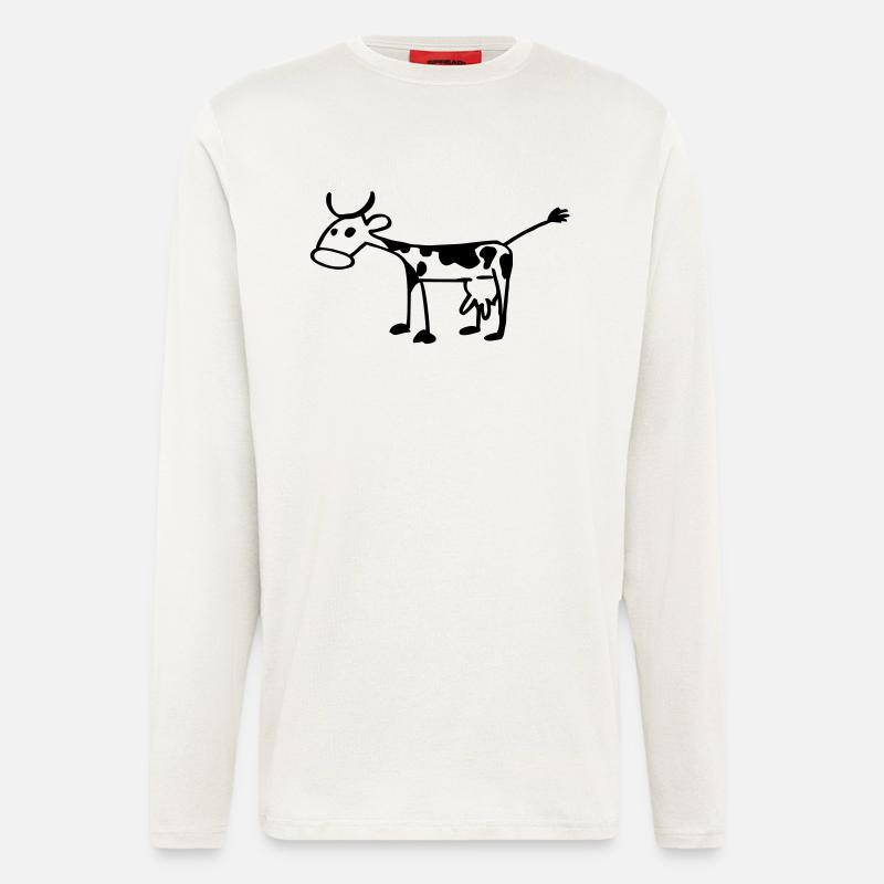 Strichmännchen-Kuh - Langarmshirt - made by SPREAD  - OFF WHITE