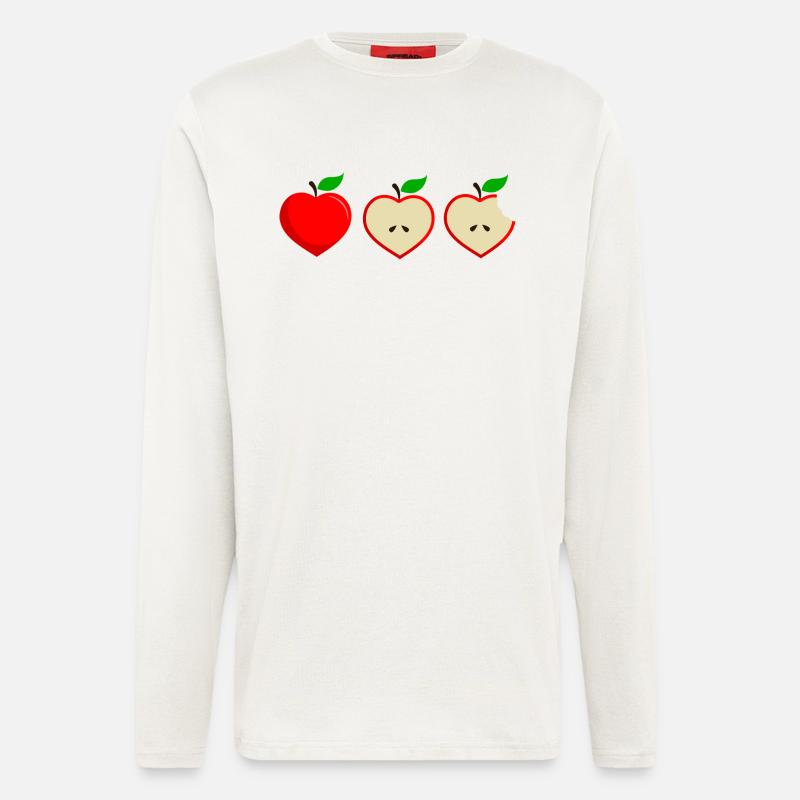 Apfel Apple Herz Set - Manches longues bio décontracté fabriqué en UE - OFF WHITE