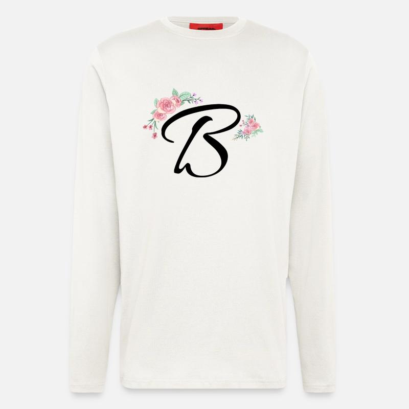 Buchstabe b Blumen - Langarmshirt - made by SPREAD  - OFF WHITE