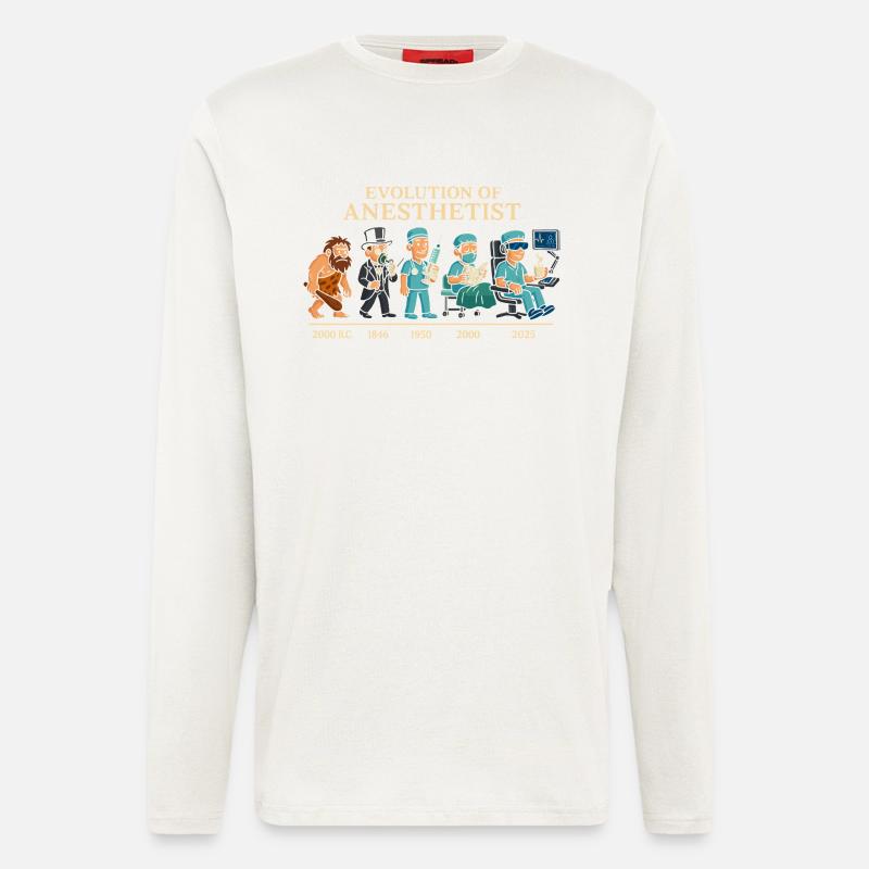 Evolution der Anästhesisten - Langarmshirt - made by SPREAD  - OFF WHITE