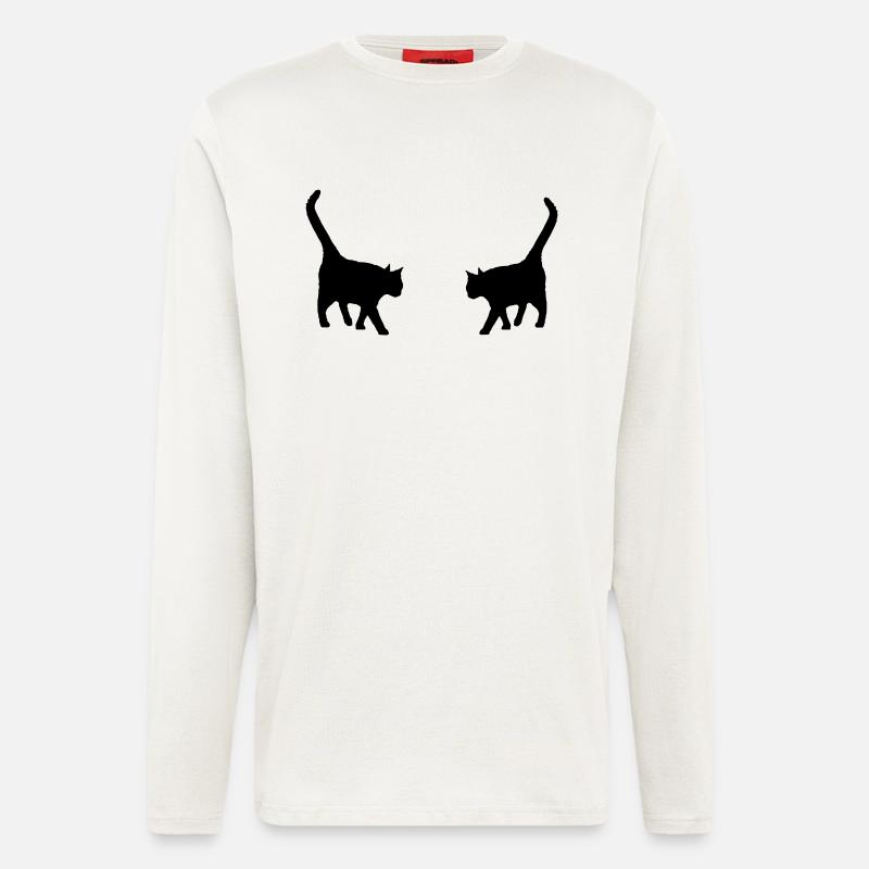 two black cats - Langarmshirt - made by SPREAD  - OFF WHITE