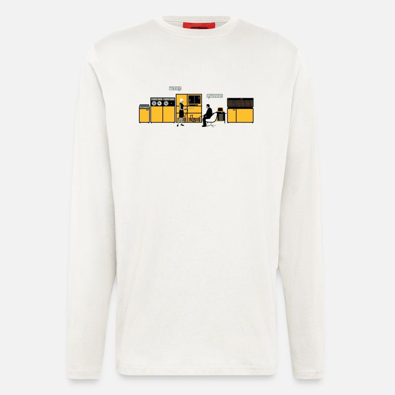 retro computer - Manches longues bio décontracté fabriqué en UE - OFF WHITE