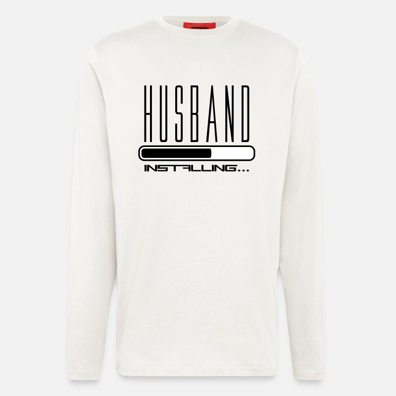 ehemann husband installing downloading ladebalken - Langarmshirt - made by SPREAD  - OFF WHITE