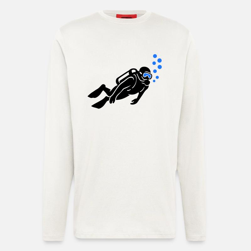 Taucher Silhouette Tauchen - Langarmshirt - made by SPREAD  - OFF WHITE
