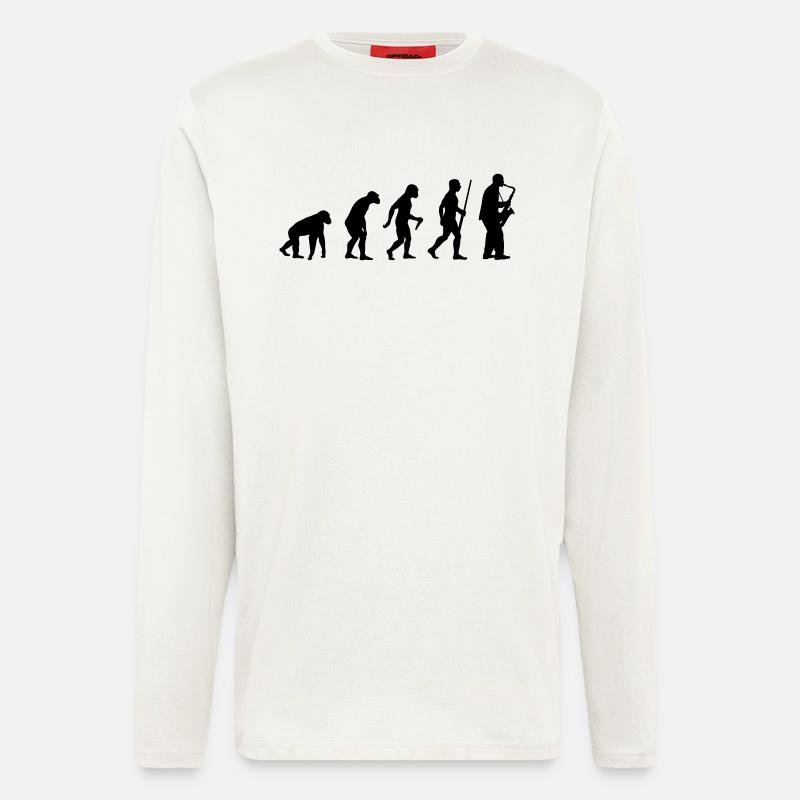l'évolution du saxophone - Manches longues bio décontracté fabriqué en UE - OFF WHITE
