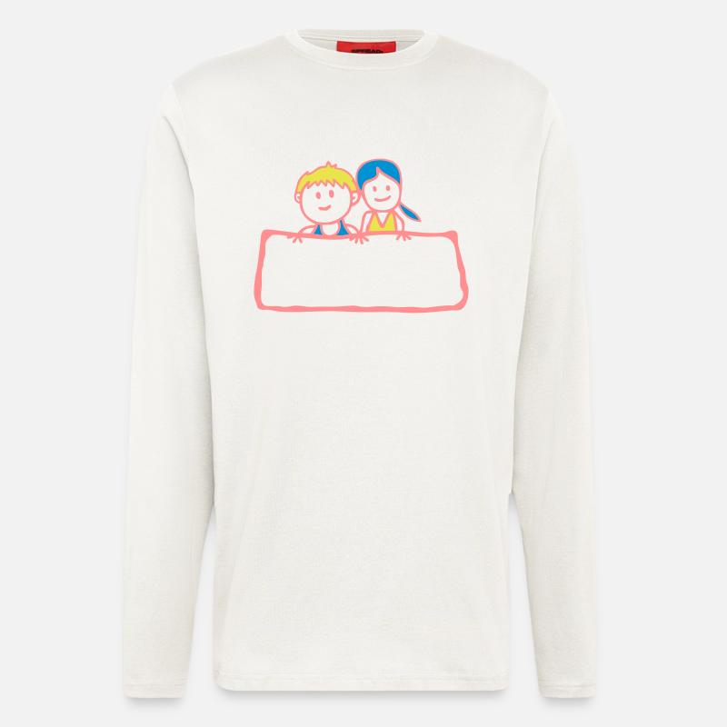 Zeichen-Panel Junge Mädchen Partei anniv - Langarmshirt - made by SPREAD  - OFF WHITE