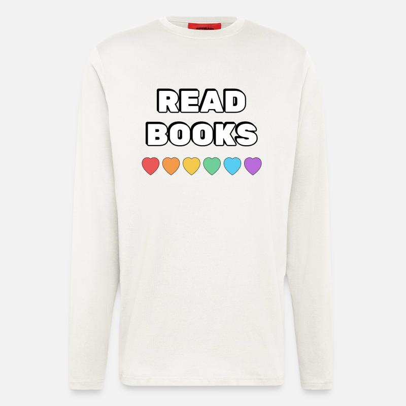 Lire des livres Rainbow Hearts - Manches longues bio décontracté fabriqué en UE - OFF WHITE