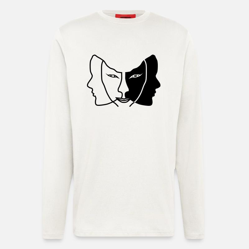 Licht Dunkel Gesichtsmaske gemini - Langarmshirt - made by SPREAD  - OFF WHITE