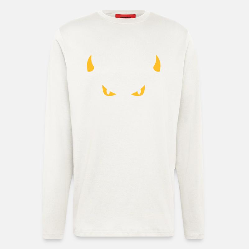 devil face - Manches longues bio décontracté fabriqué en UE - OFF WHITE