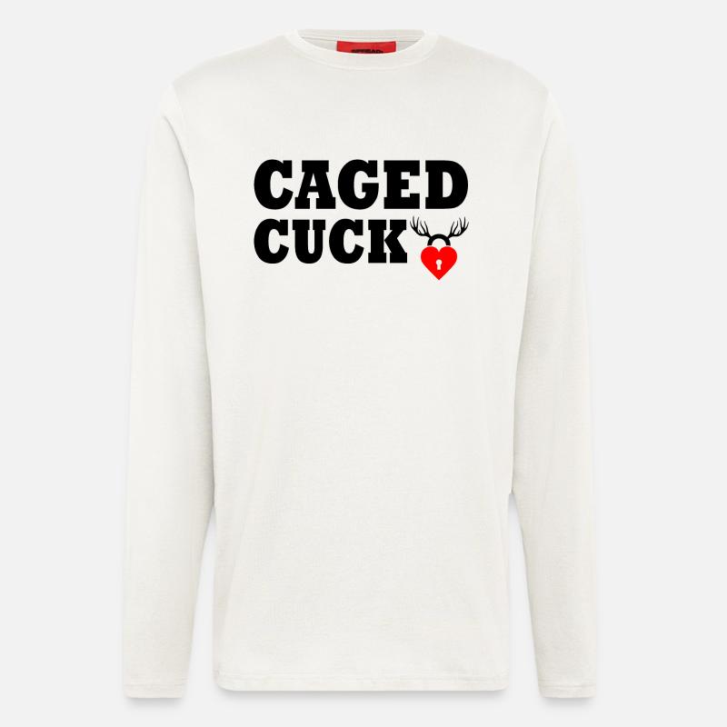 Cuckold caged cuck - Manches longues bio décontracté fabriqué en UE - OFF WHITE
