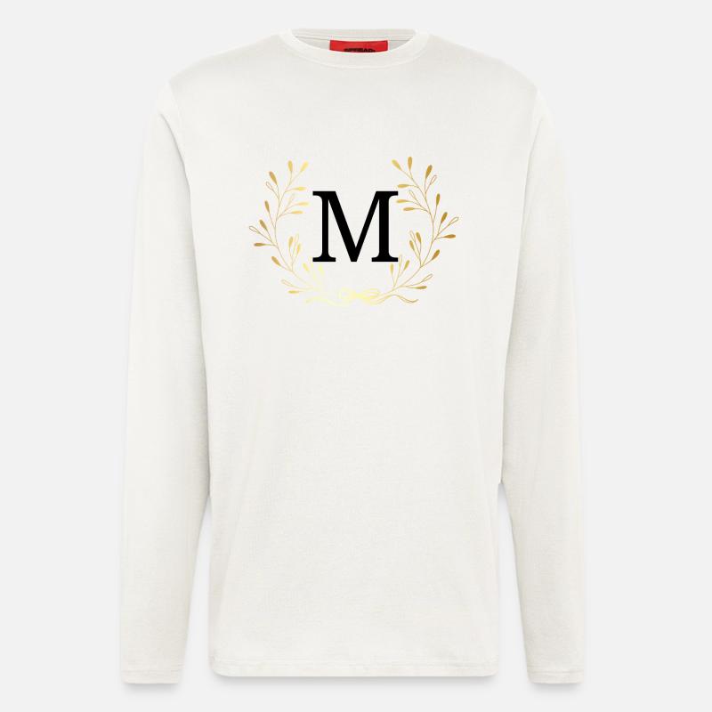 Buchstabe M Goldene Blumenkrone - Langarmshirt - made by SPREAD - OFF WHITE