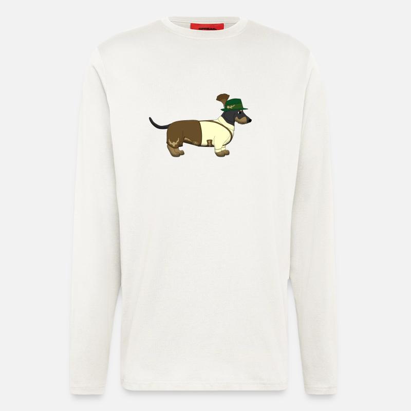 Der bayerische Dackel weißes Hemd - Langarmshirt - made by SPREAD  - OFF WHITE