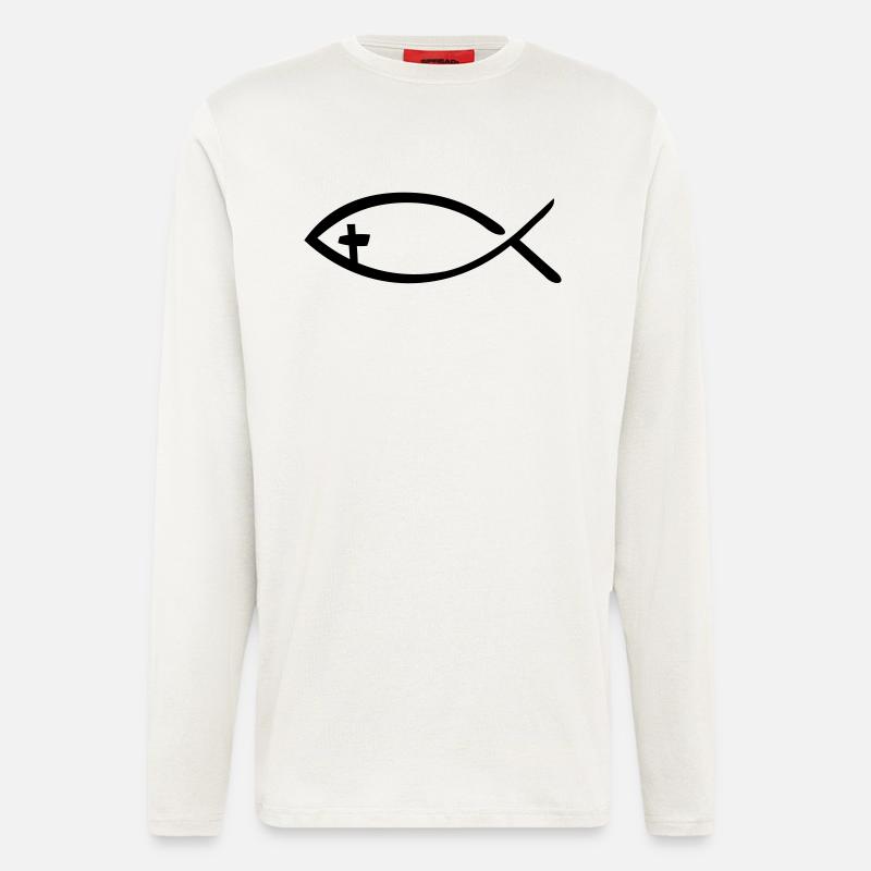 Jesus Fisch - Langarmshirt - made by SPREAD  - OFF WHITE