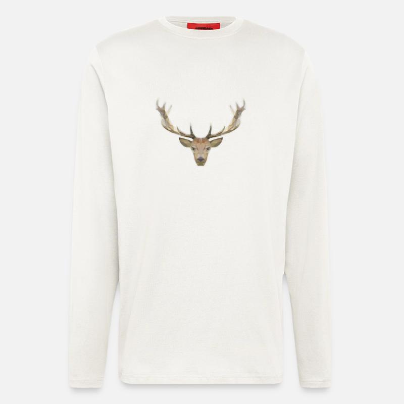 Low Poly Hirsch - Langarmshirt - made by SPREAD  - OFF WHITE