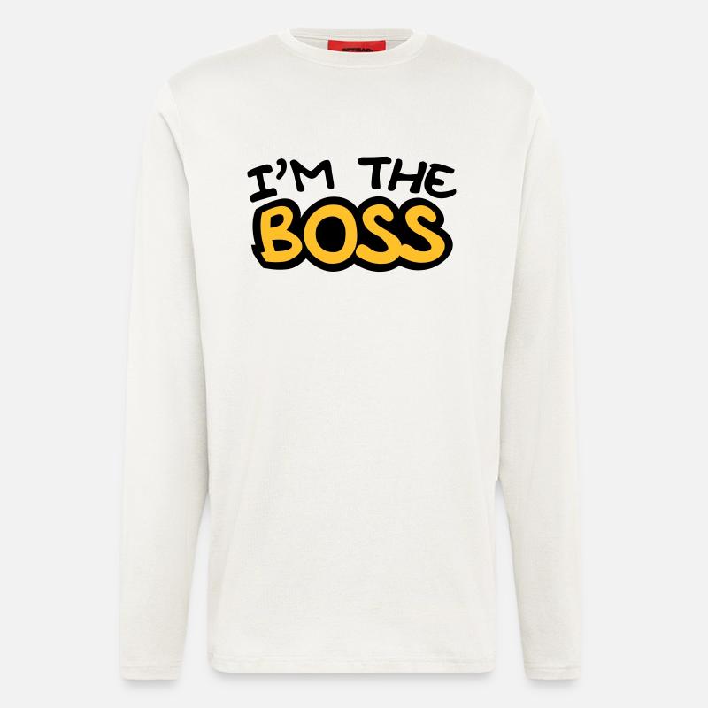 I'm The Boss Comic Style - Manches longues bio décontracté fabriqué en UE - OFF WHITE