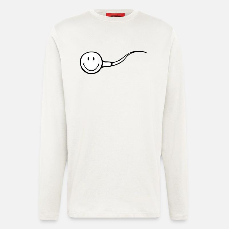 Smiley Sperm - Manches longues bio décontracté fabriqué en UE - OFF WHITE