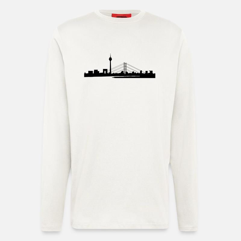 Düsseldorf Skyline 03 - Langarmshirt - made by SPREAD  - OFF WHITE